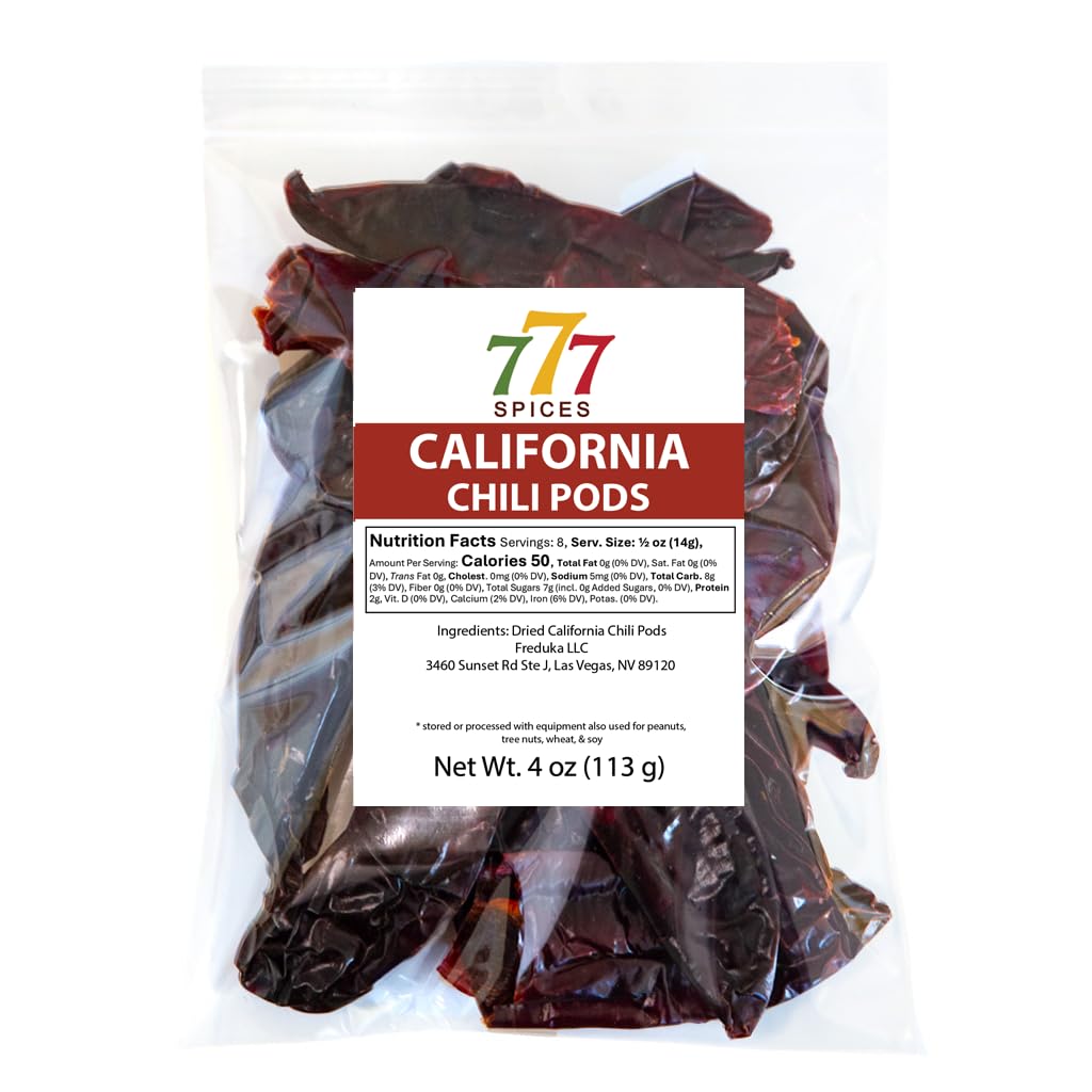 4oz California Dried Whole Chile Peppers, Anaheim Chili Seco Pods for Authentic Mexican Food