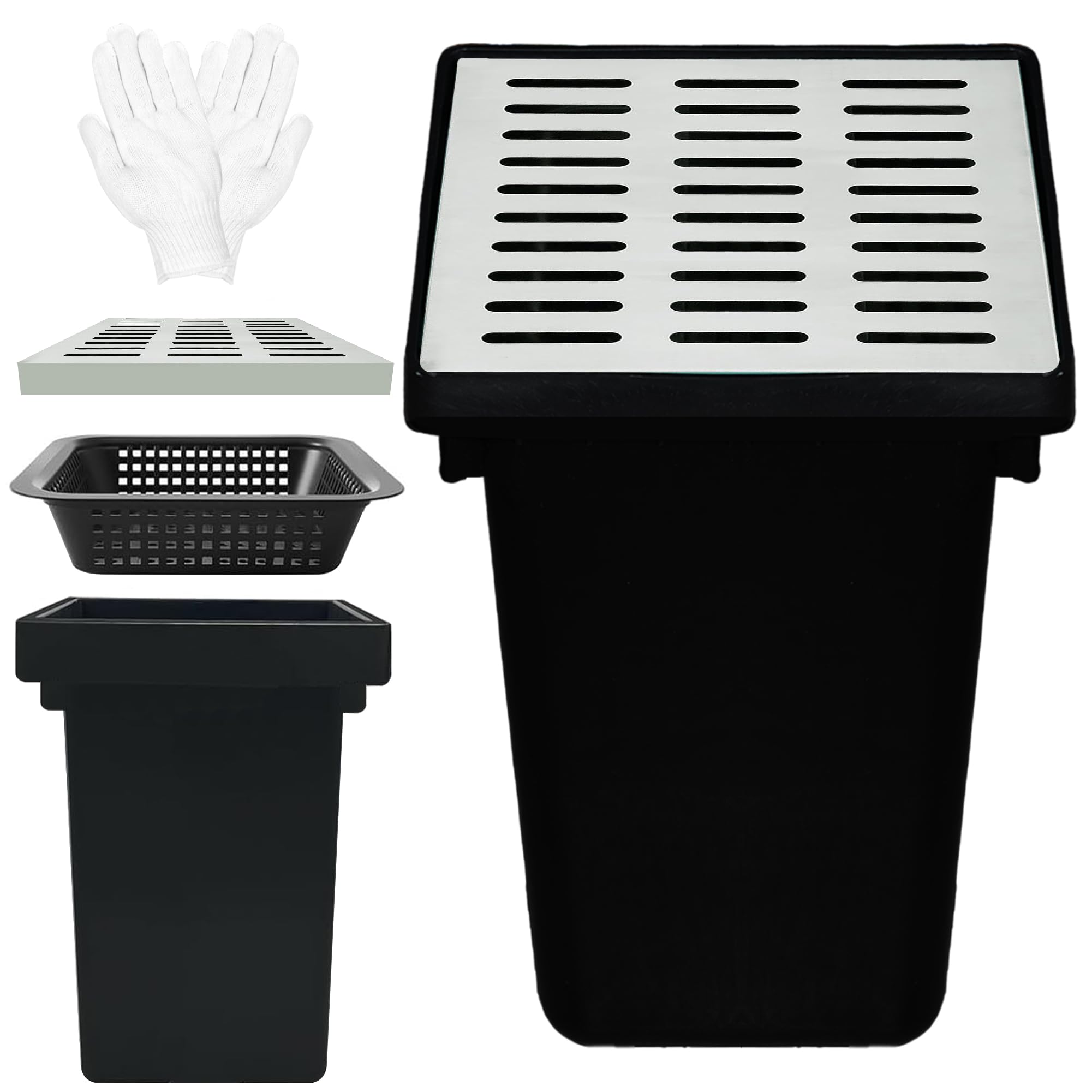 Lavabo de récupération pour drainage bassin français 45cm avec panier débris