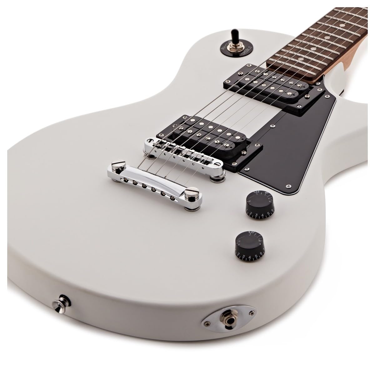 Chitarra Elettrica New Jersey Bianca, Ampli 10W e Accessori | Tutto ciò che Serve a un Chitarrista in Erba, Ampli Portatile con EQ 2 Bande e Uscita Cuffie, Manico Comodo, Accessori