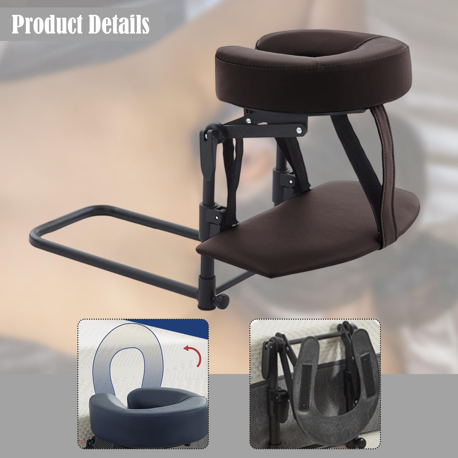Kit de Masaje para Colchón de Escritorio y Hogar, Reposacabezas de Masaje Altura Ajustable, Multifunción Cojín de Relajación Facial para Cama de Belleza, CafÉ