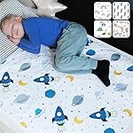 Hygge Sheets Potty Training Pee Pads for Kids, Toddlers - 100% Waterproof, Non Slip Bed Wetting Pad for Twin Beds - Washable, Reusable Mattress & Sheet Protector - Space
