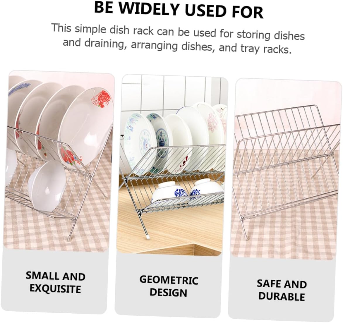 Stainless Steel Draining Bracket Kitchen Plate Storage Stand Bowl Holder Vertical Drying Rack Multifunctional Organizer for Countertop and Sink