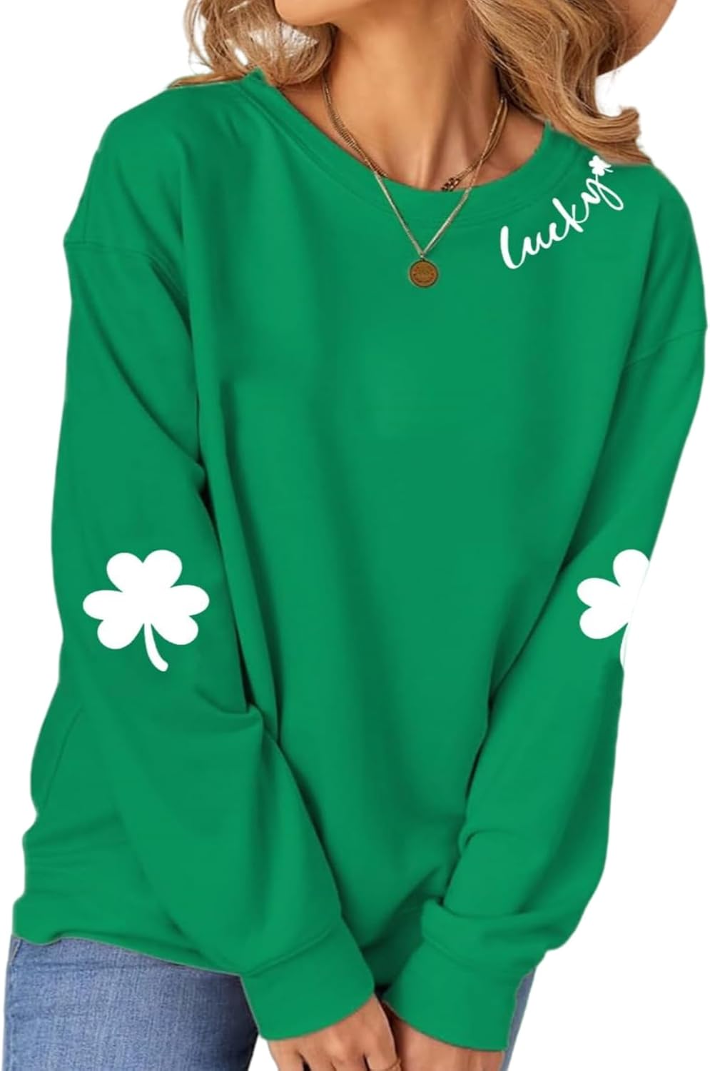 St. Patrick's Day Sweatshirt for Women Lucky Shamrock Long Sleeve Irish Shirt Ireland Pullover Tops - Image 2