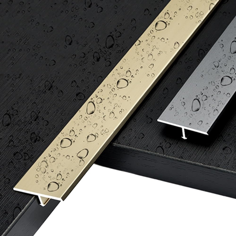 Bande de transition de couverture de joint de sol en aluminium moulé en T, garniture de bord de porte de 35,4 pouces, bande de séparation plate for joindre les espaces de sol(Gold,4cm/1.5in)