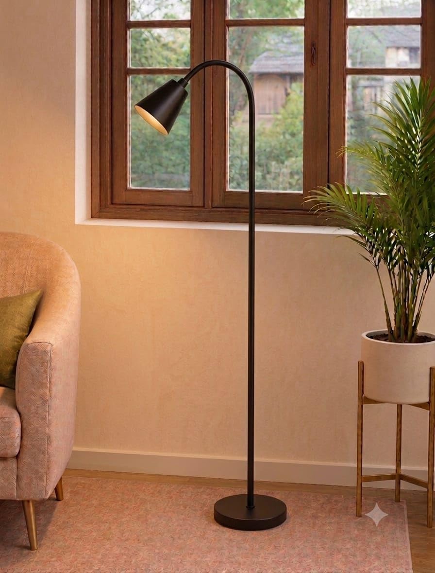 Contemporary Metal Floor Lamp with Adjustable Gooseneck & E27 Holder | Standing Light for Home, Bedroom, Living Room & Office | Bulb Not Included-image-42