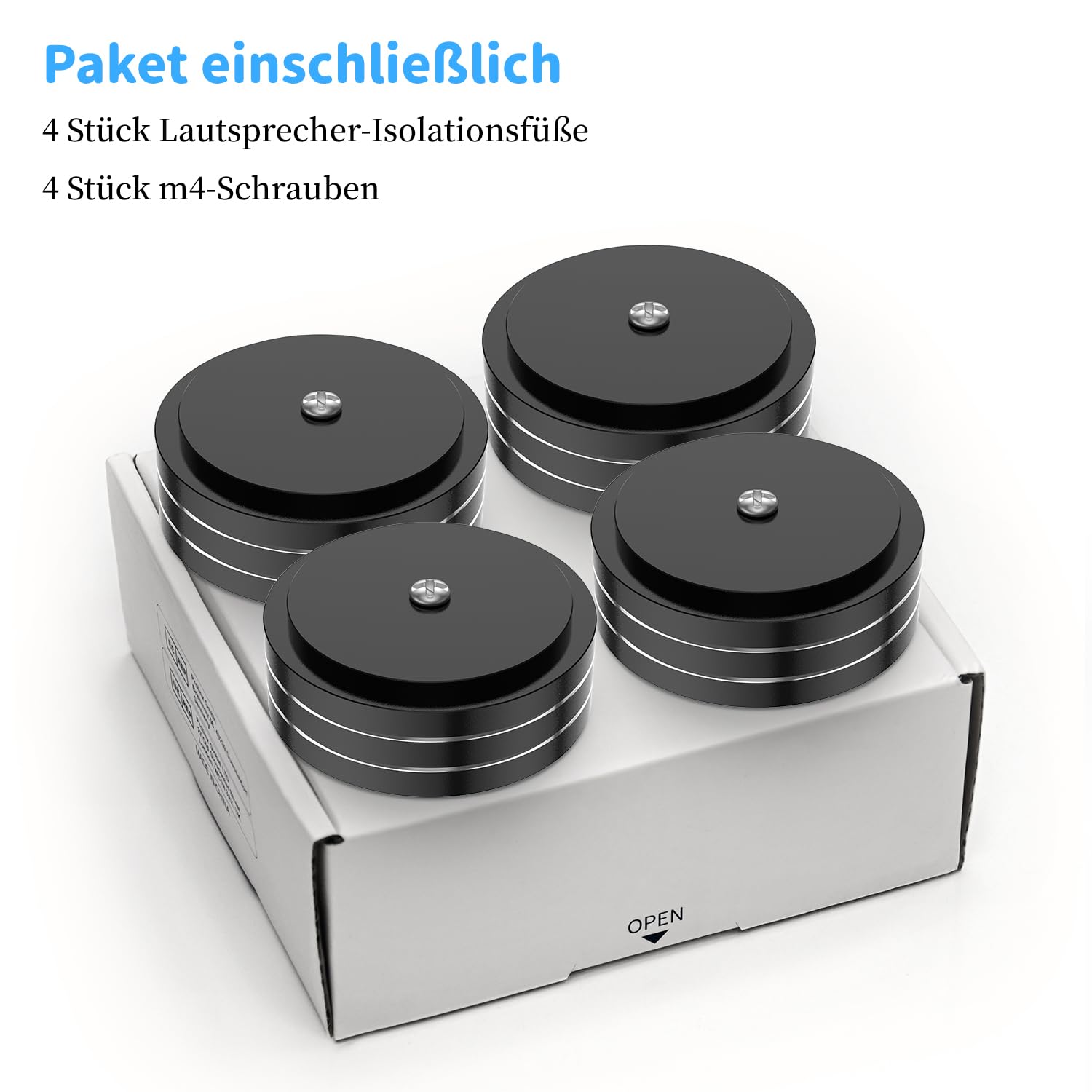 Tertullus Piedini per Altoparlanti 58 mm x 22 mm - Nero, Subwoofer, Alluminio, HiFi - da Avvitare