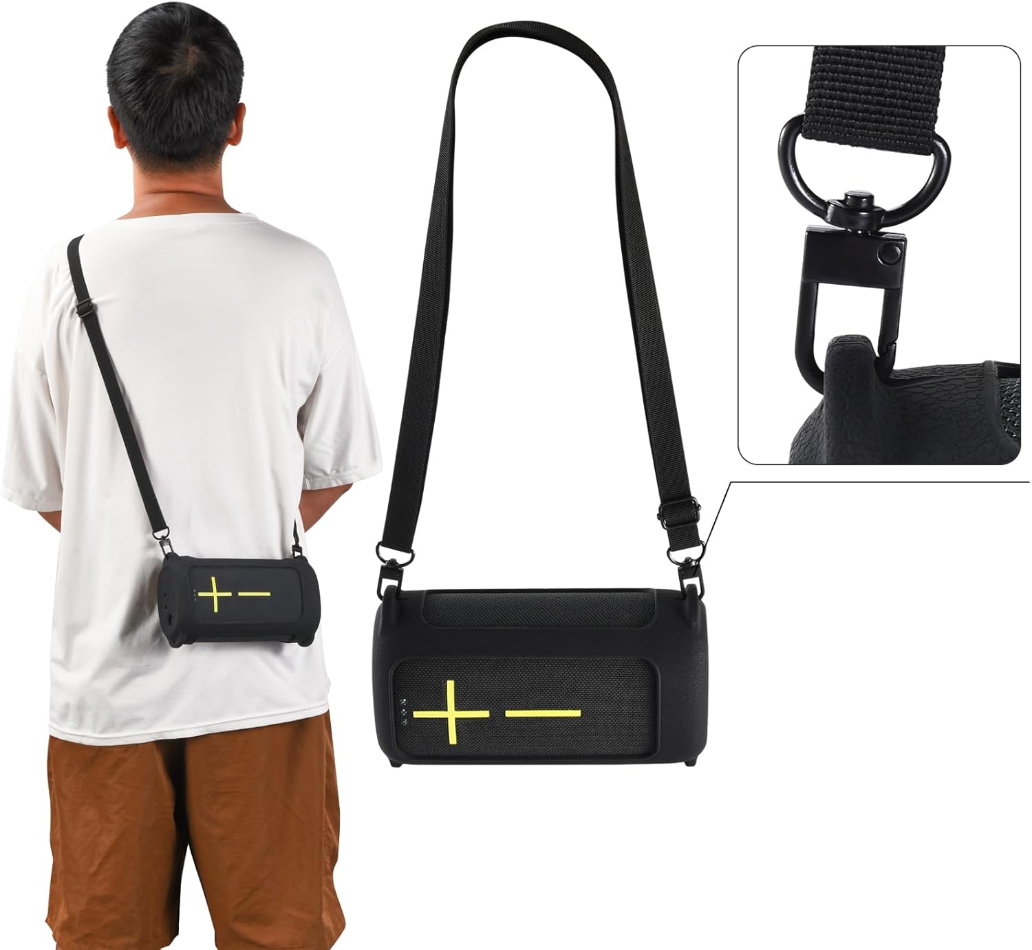 Silicone Cover Case for Ultimate Ears EVERBOOM Wireless Bluetooth Portable Speaker,for UE EVERBOOM Travel Protective Skin Shell Carrying Bag w/Shoulder Strap(Black Case) - Image 7