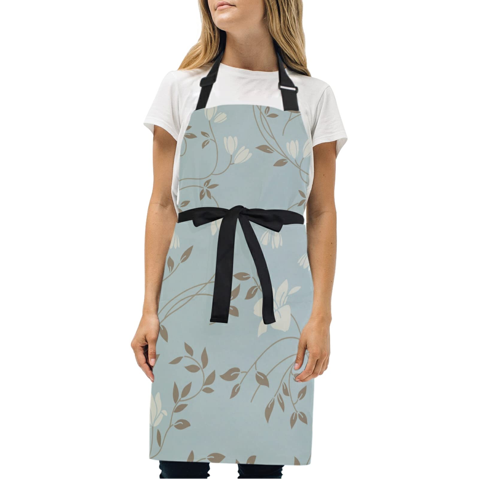 GTYHH Grembiuli con Stampa Floreale in 2 Pezzi, Grembiuli da Cucina Casalinghi, Grembiuli Antigrasso, Grembiuli con Tasche, Grembiuli Carini