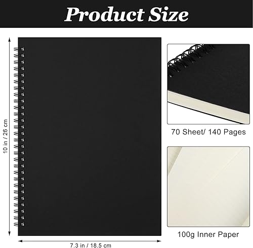 Miniatura 3 de Paquete de 6 cuadernos en espiral B5 a rayas, 70 hojas, 140 páginas, cuaderno encuadernado con alambre de 10.5 x 7.3 pulgadas, tapa dura, bloc de