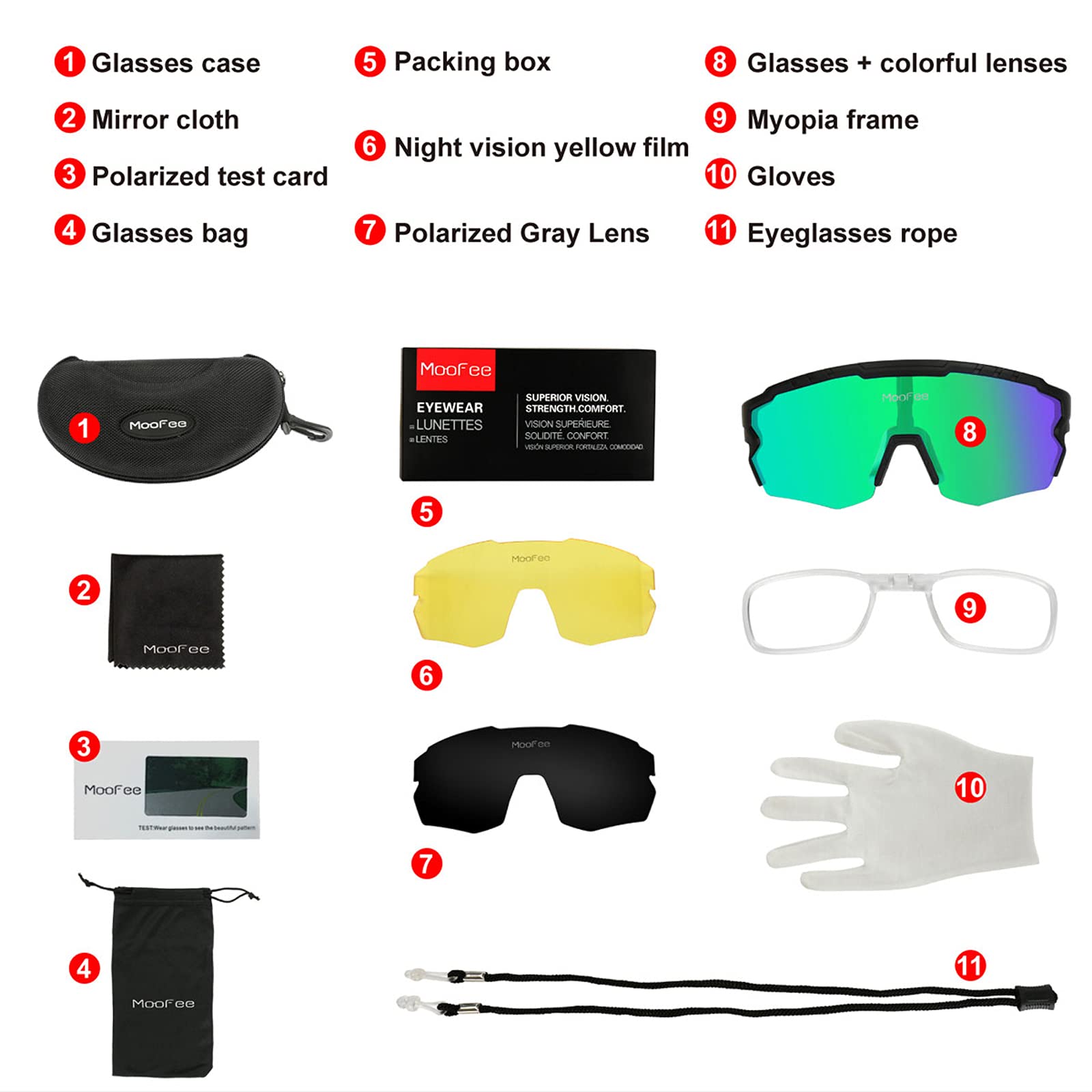 Occhiali da sole sportivi polarizzati con 3 lenti intercambiabili, da uomo e da donna, per ciclismo, guida, ciclismo, corsa, pesca (nero verde)
