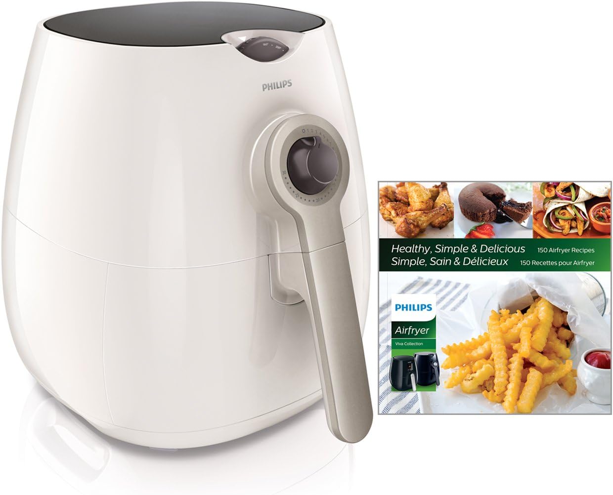 Philips Starfish Technology Airfryer with Cookbook, White - 1.8lb/2.75qt- HD9220/58