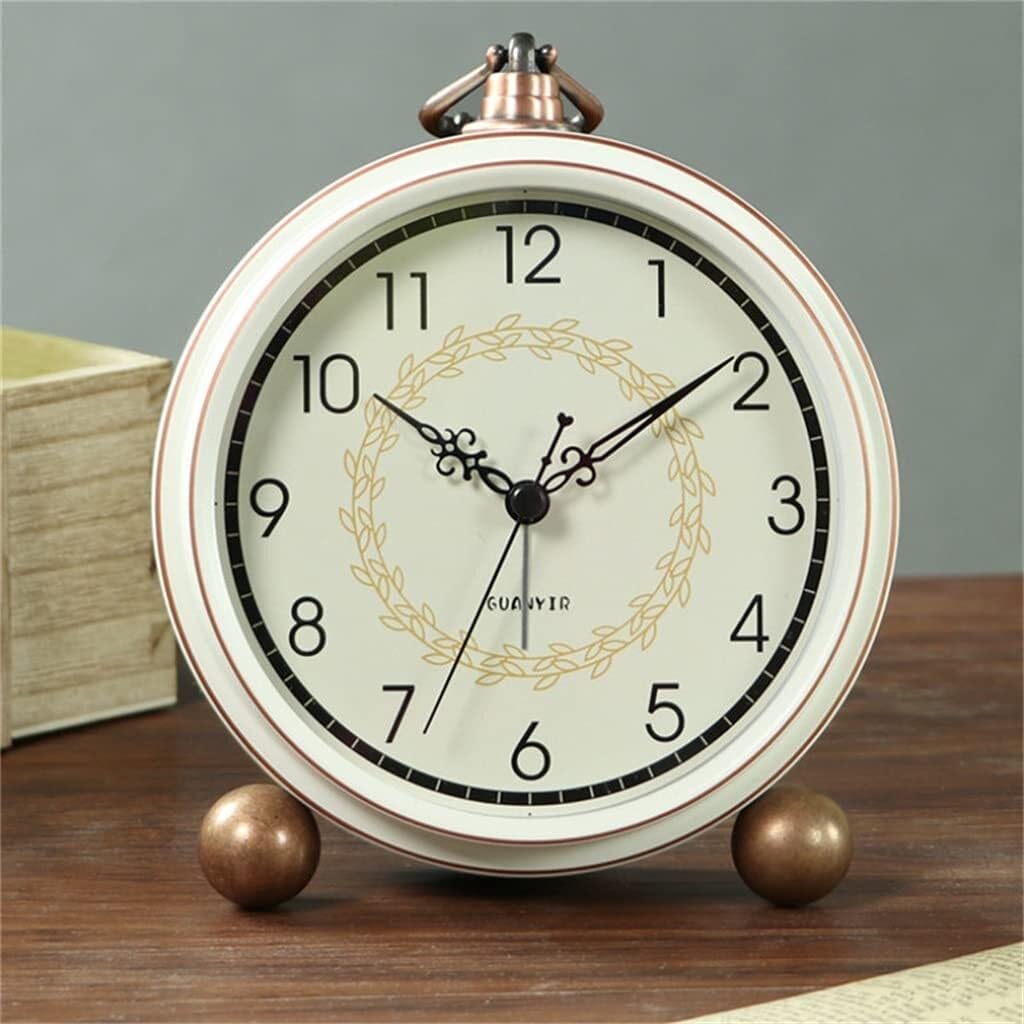 European Retro Silent Alarm Clock for Deep Sleepers Loud Ring Bedside Table Clock Ideal Gift for Kids Students