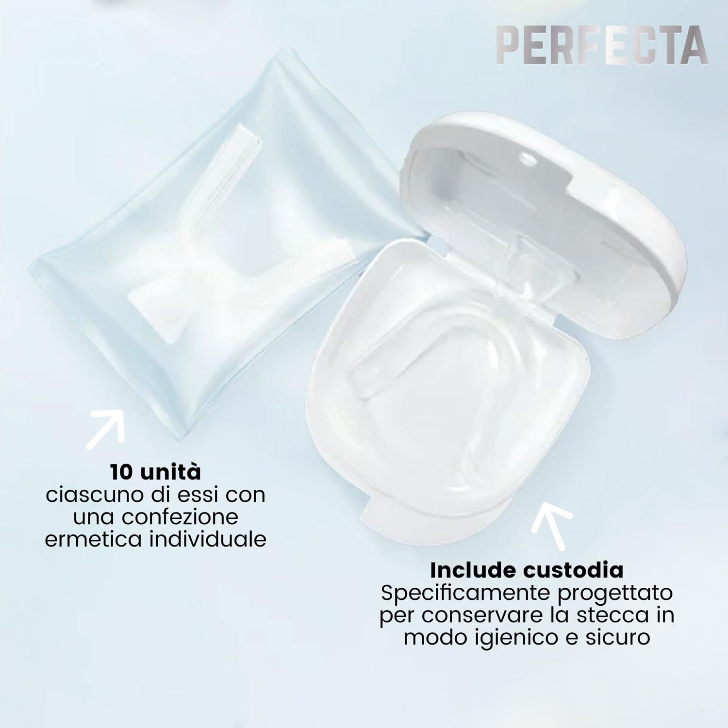 10 Bite Notturni Perfetti | Ideali per Bruxismo, Digrignamento dei Denti, Disturbi dell’ATM, Mascherina Sbiancante | Protezioni Dentali Regolabili + 1 Custodia | Qualità Medica Senza BPA