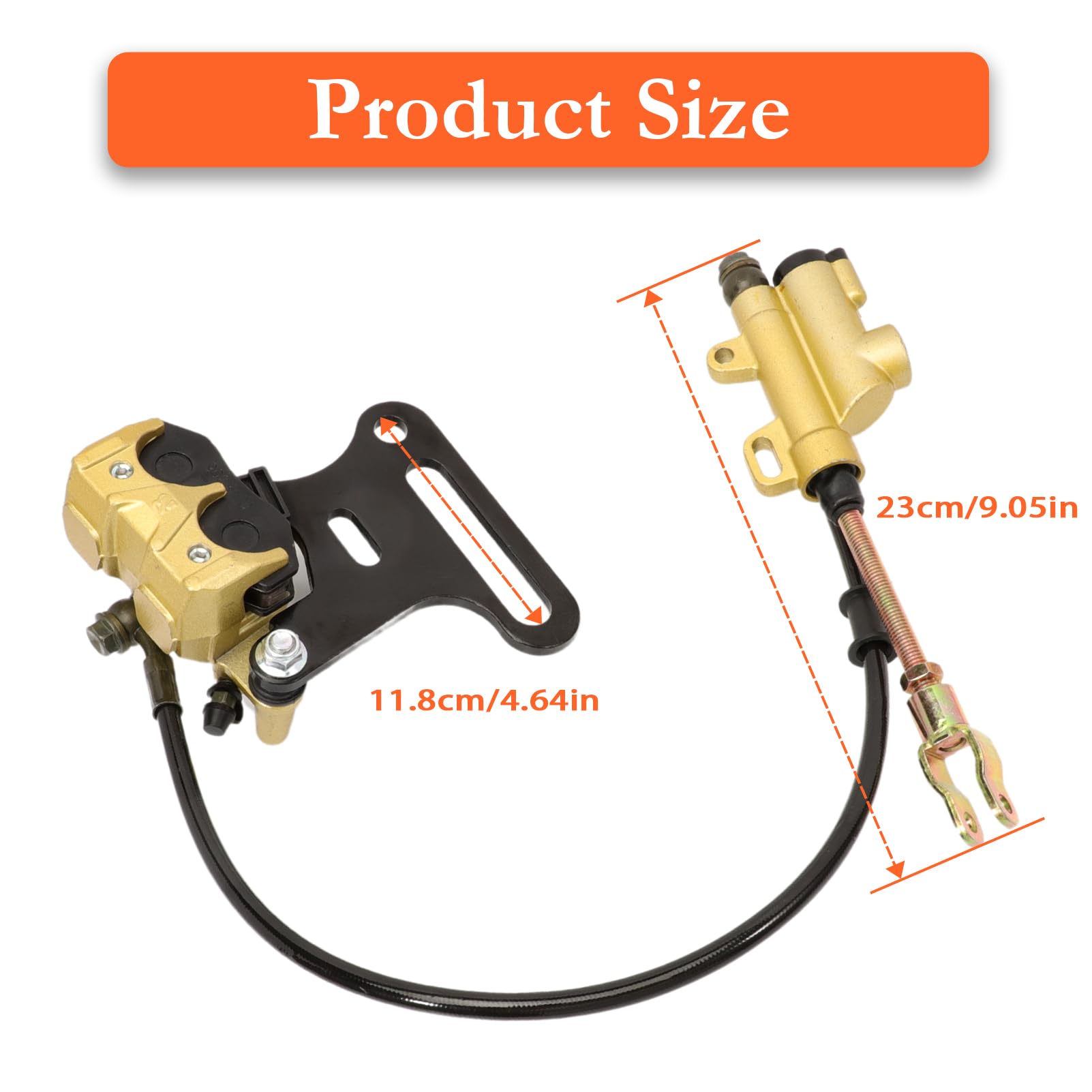 Pinza de freno Pastillas de freno Kit de freno hidráulico Sistema trasero con pastillas Compatible con 50cc 70cc 90cc 110cc 125cc 140cc 150cc Pit Dirt Bike 12mm