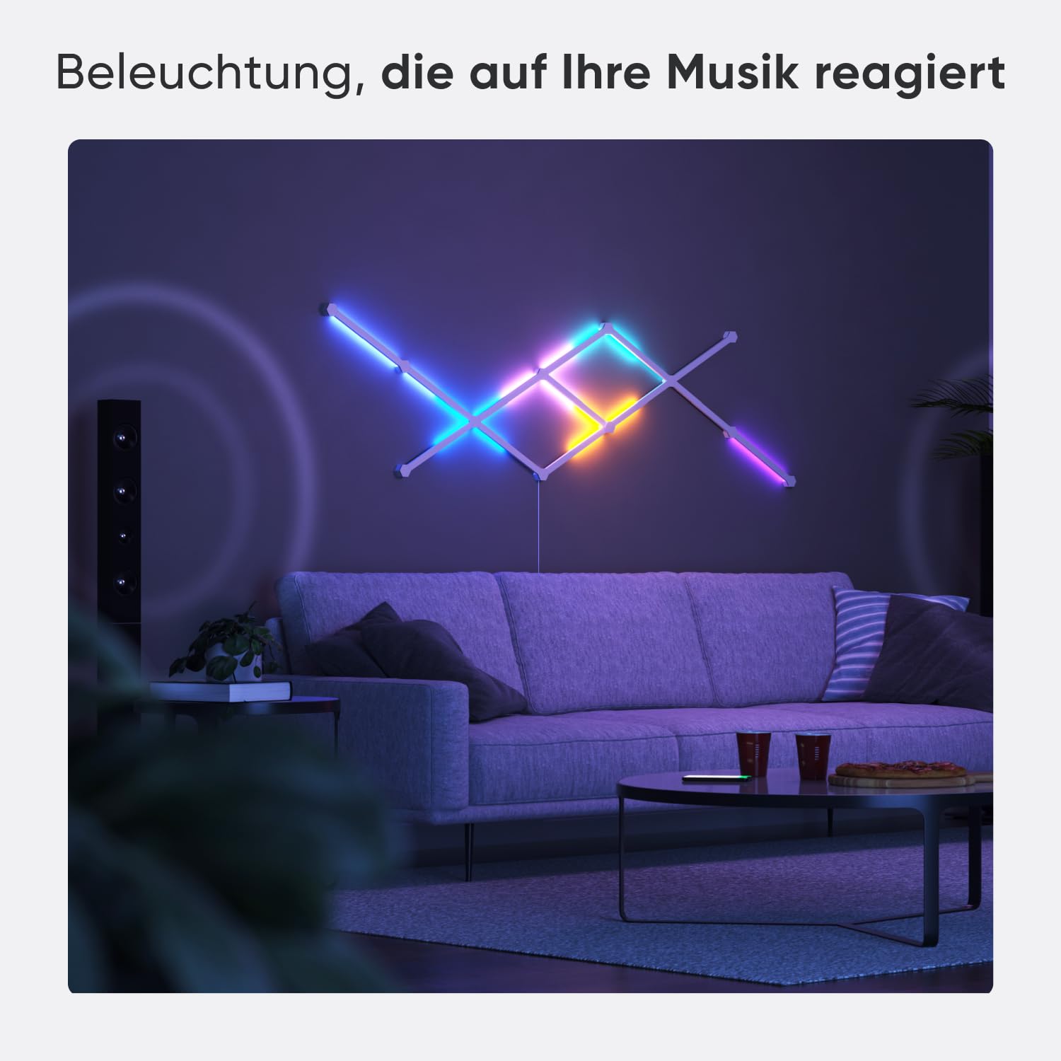 Nanoleaf Lines 60 Grad Starter Kit 9 Smarten LED RGBW Lichtleisten Modulare WLAN Wandleuchte Innen Musik Bildschirm Sync Alexa Google Apple