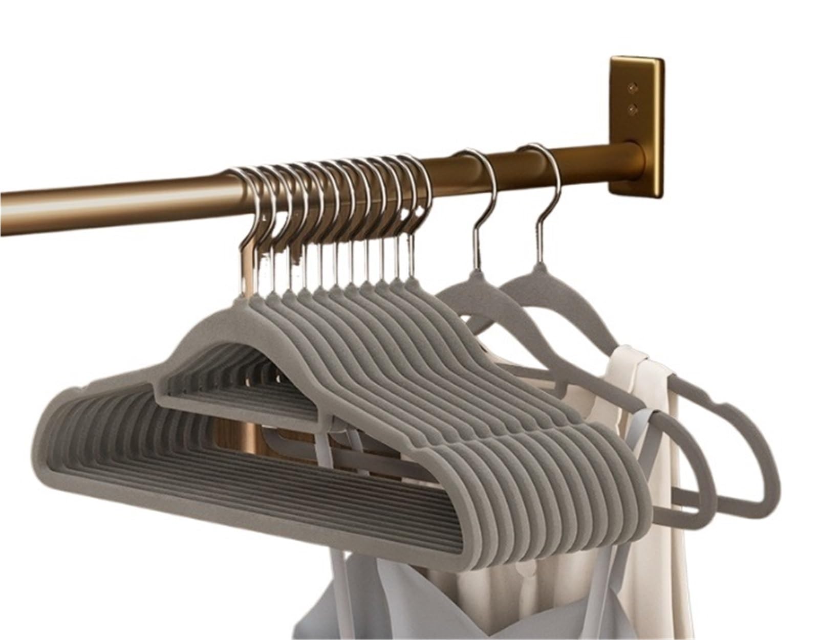 Flocked Hangers 1Pcs Flocked Non-Slip Hanger Space Saving Folding Clothes Drying Rack Organizer Sturdy Hangers Tools(Dark grey 1pc)