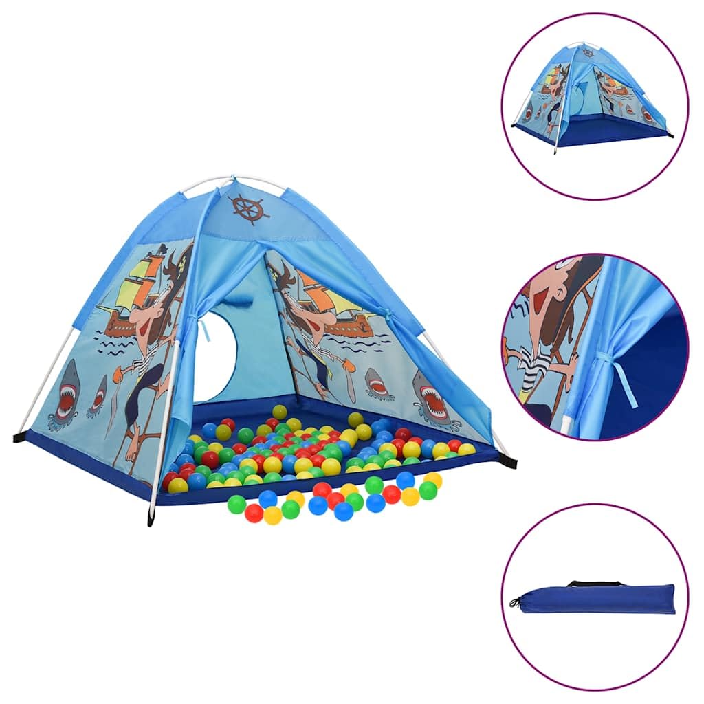 Spielzelt für Kinder Blau 120x120x90 cm faltbar Kinderzelt mit Piratenmotiv für Indoor und Outdoor, stabiles Polyester, ideal zum Spielen Krabbeln Verstecken im Garten, Kinderzimmer, Park