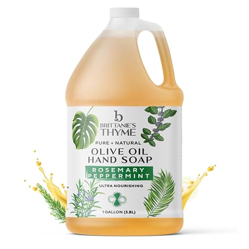 Miniatura 1 de Brittanie's Pure - Recambio de jabón líquido de aceite de oliva de Castilla orgánico, menta de romero, 1 galón, lavado de cara, cuerpo, platos,