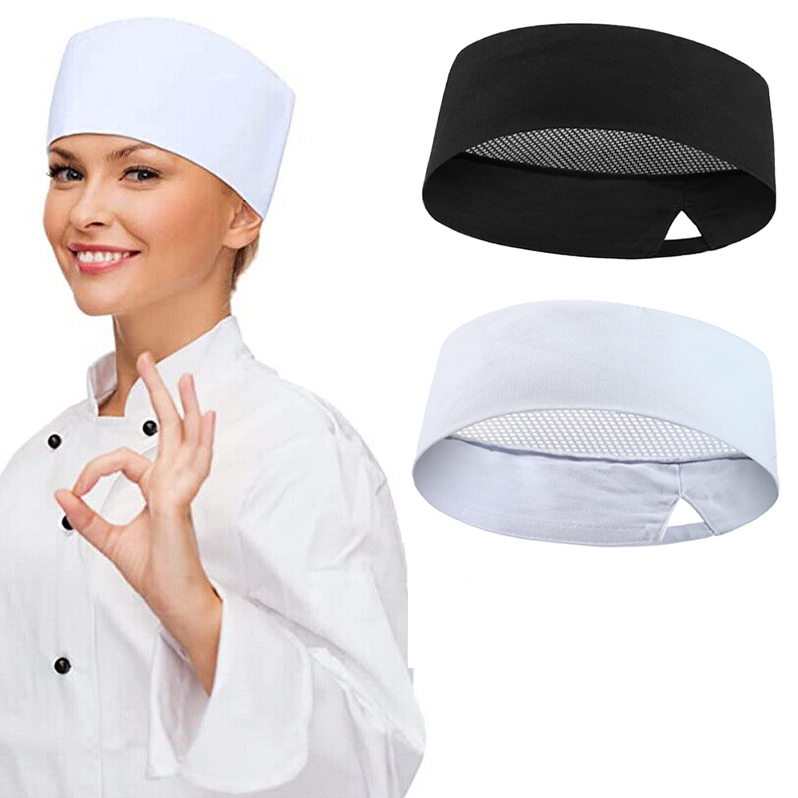 2 Piezas Sombreros de chef unisex para cocina, Gorros de chef, gorro de gastronomía, gorro de cocina para servicio de alimentos, hogar ajustable