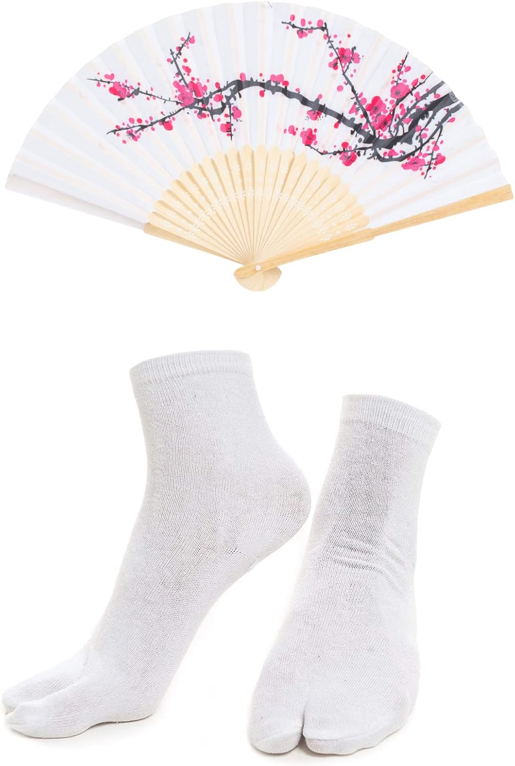 Japanese Anime Women's Kimono Robe Geisha Yukata Sweet Dress Blossom Satin Bathrobe Sleepwear Fans Tabi Socks Set - Image 7