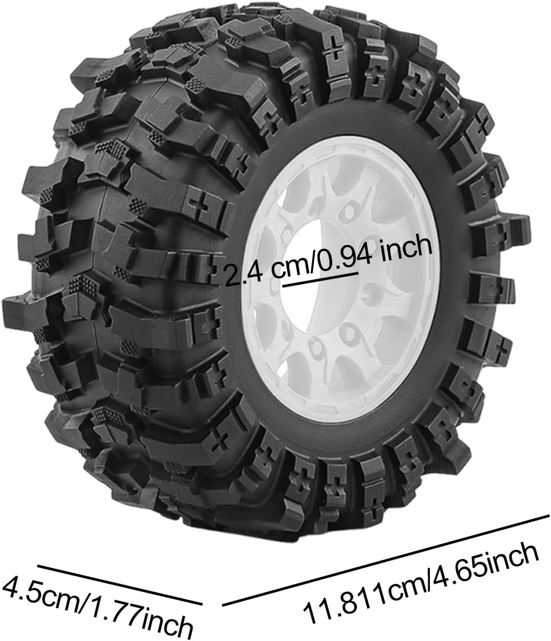 4個 RCカータイヤ ラバー素材 PPハブ ショートコース対応 シミュレーションホイール モデルDIY スペアパーツ 頑丈設計 リモ