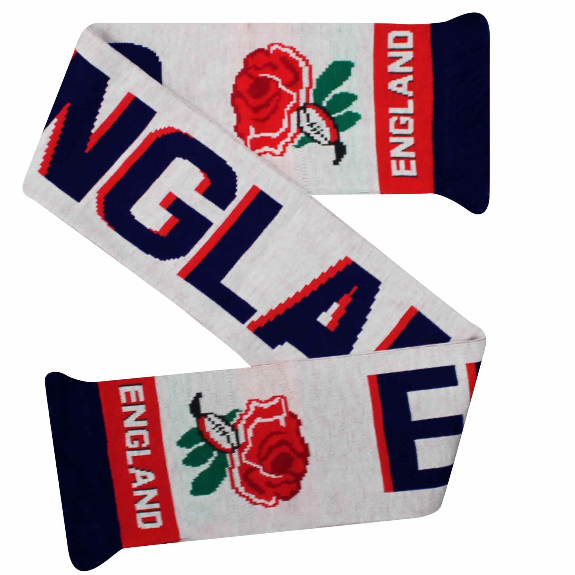 GIFTS 4 ALL England Red Roses Rugby Scarf, England Rugby Fans Match Day Scarf, 145cm Length, Acrylic Fabric, Unisex Adult Size, Roses Pattern