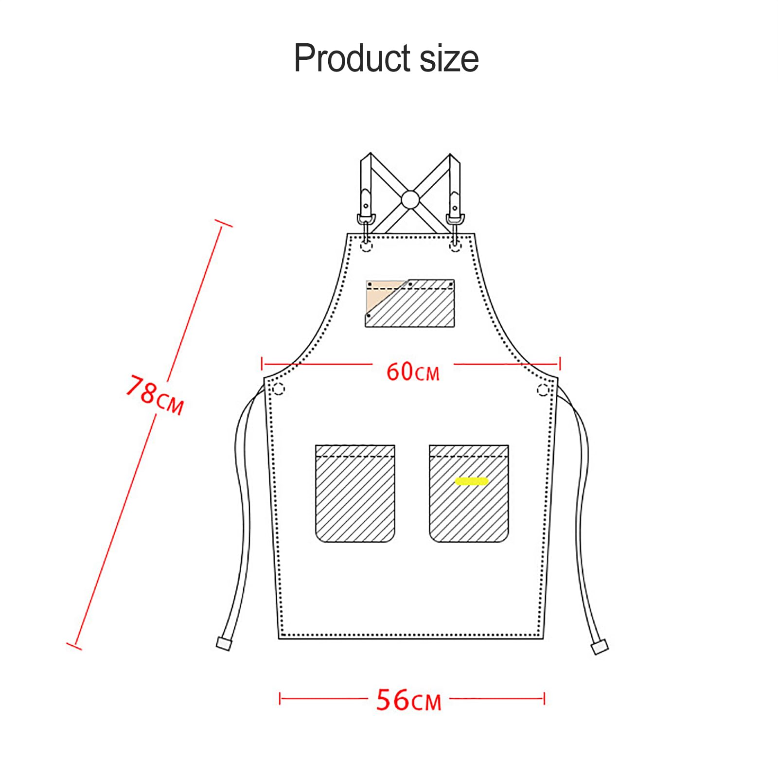 Delantal De Cocina Unisex, Lona De Algodón, Espalda Cruzada Ajustable con Bolsillos, Adecuado para Chef, Barbacoa Y Trabajo F,One Size