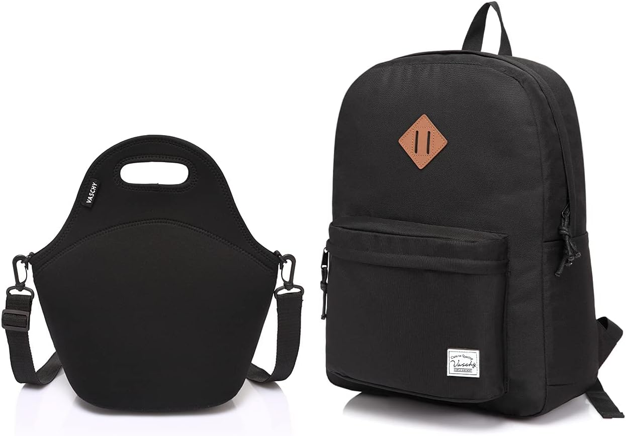 VASCHY Lightweight Backpack and Classic Lunch Bag Bundle