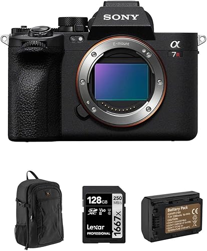 Sony Alpha a7R V 61.0MP Cuerpo de cámara digital intercambiable sin espejo de marco completo, paquete con tarjeta de memoria SDXC UHS-II de 128 GB,