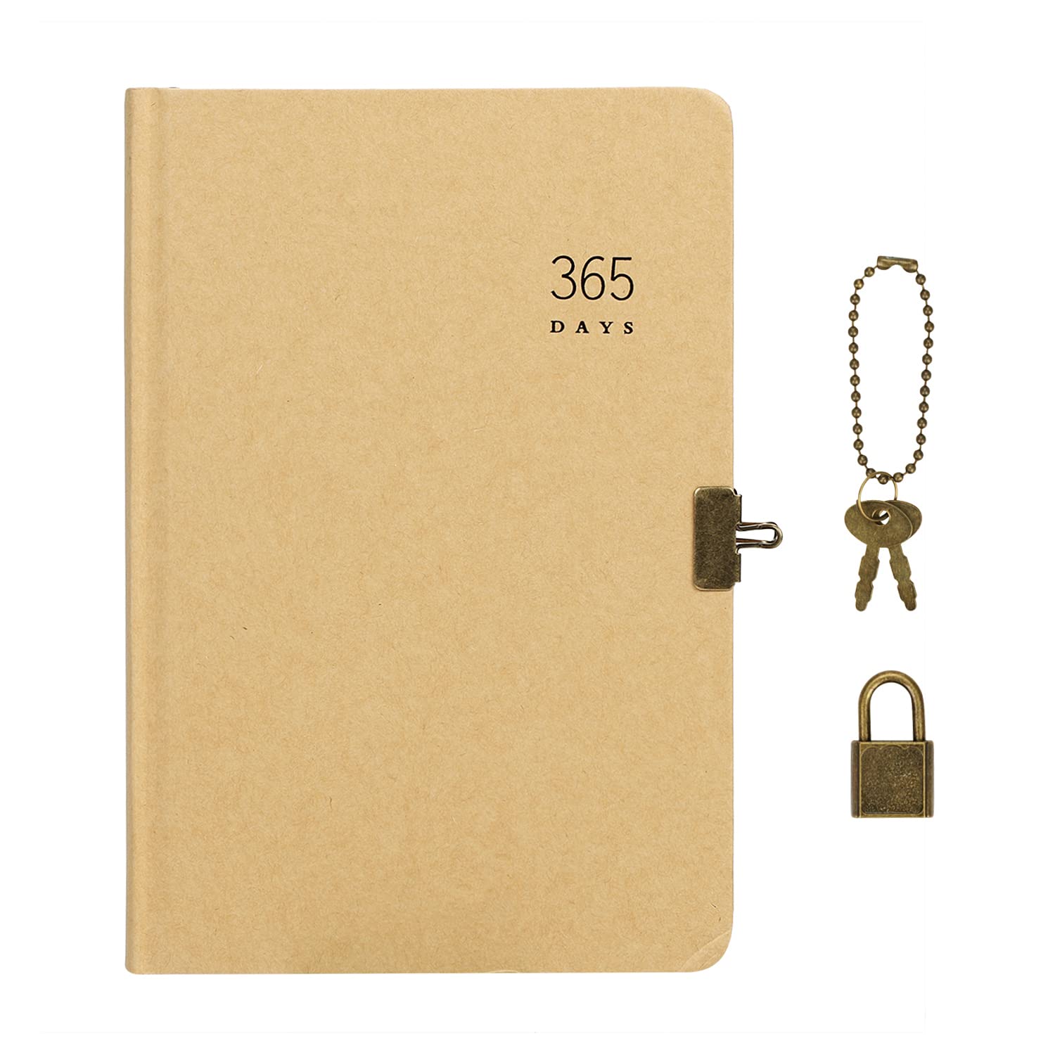 A5 Journal with Lock and Key for Men Women Vintage Notepad Journal with Lock Secret Diary Blank Writing Book Kraft Paper Personal Planner Travel Organizer for Home School Office 5.5 x 8.2inch