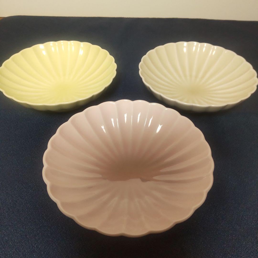深川製磁 3色 菊割 小鉢 輪花 ピンク イエロー ベージュ 深川製磁