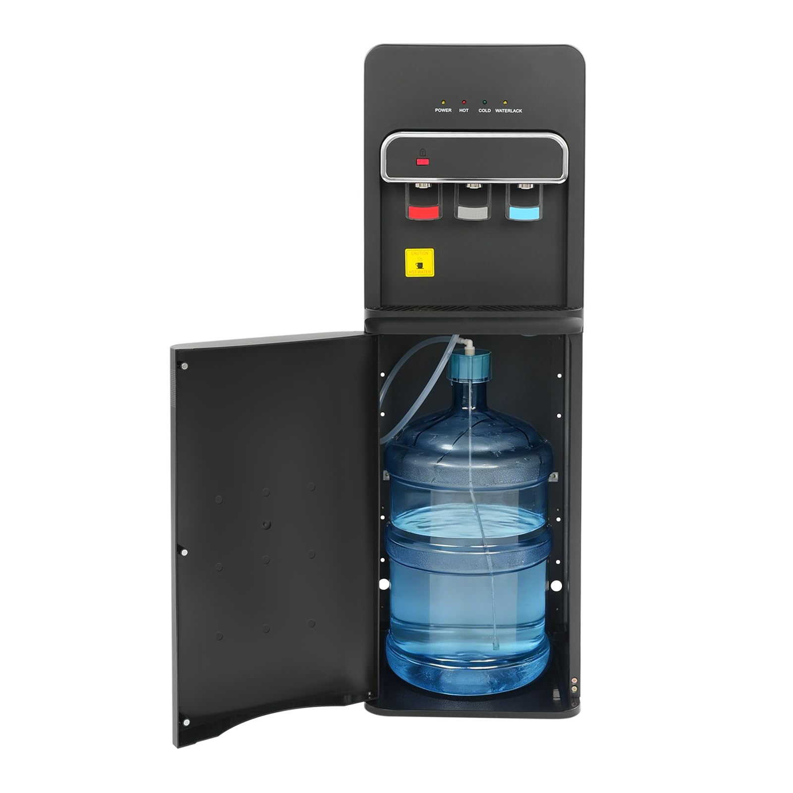 Fontana dell'acqua di carico inferiore a 3 temperature, erogatore di acqua calda (550 W) e fredda (75 W), con blocco di sicurezza, per casa, ufficio e dormitorio, nero