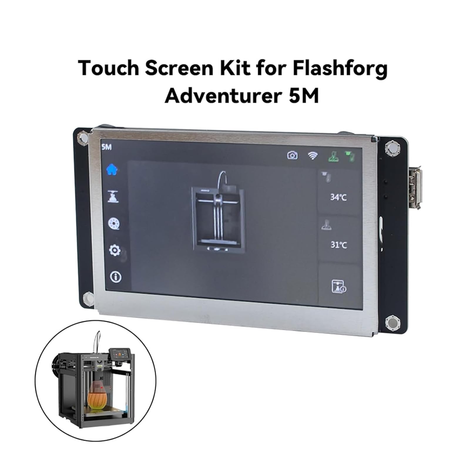 BCZAMD Accessori per stampanti 3D da 4,3 pollici, kit di montaggio per Adventure 5 M: pannello display LCD di ricambio per scheda driver, senza cavo a nastro FPC, per controllare il progetto di stampa
