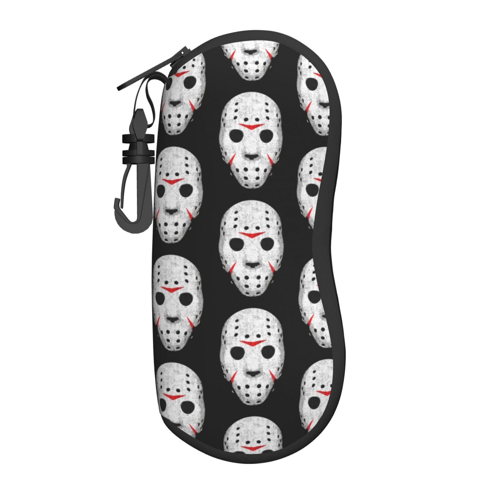 BUULOO Soft Horror Skull Sunglasses Case, Zip Eyeglasses Pouch, Portable Eyeglasses Pouch (With Hook), For Women, For Men, Holiday Gifts, Etc.