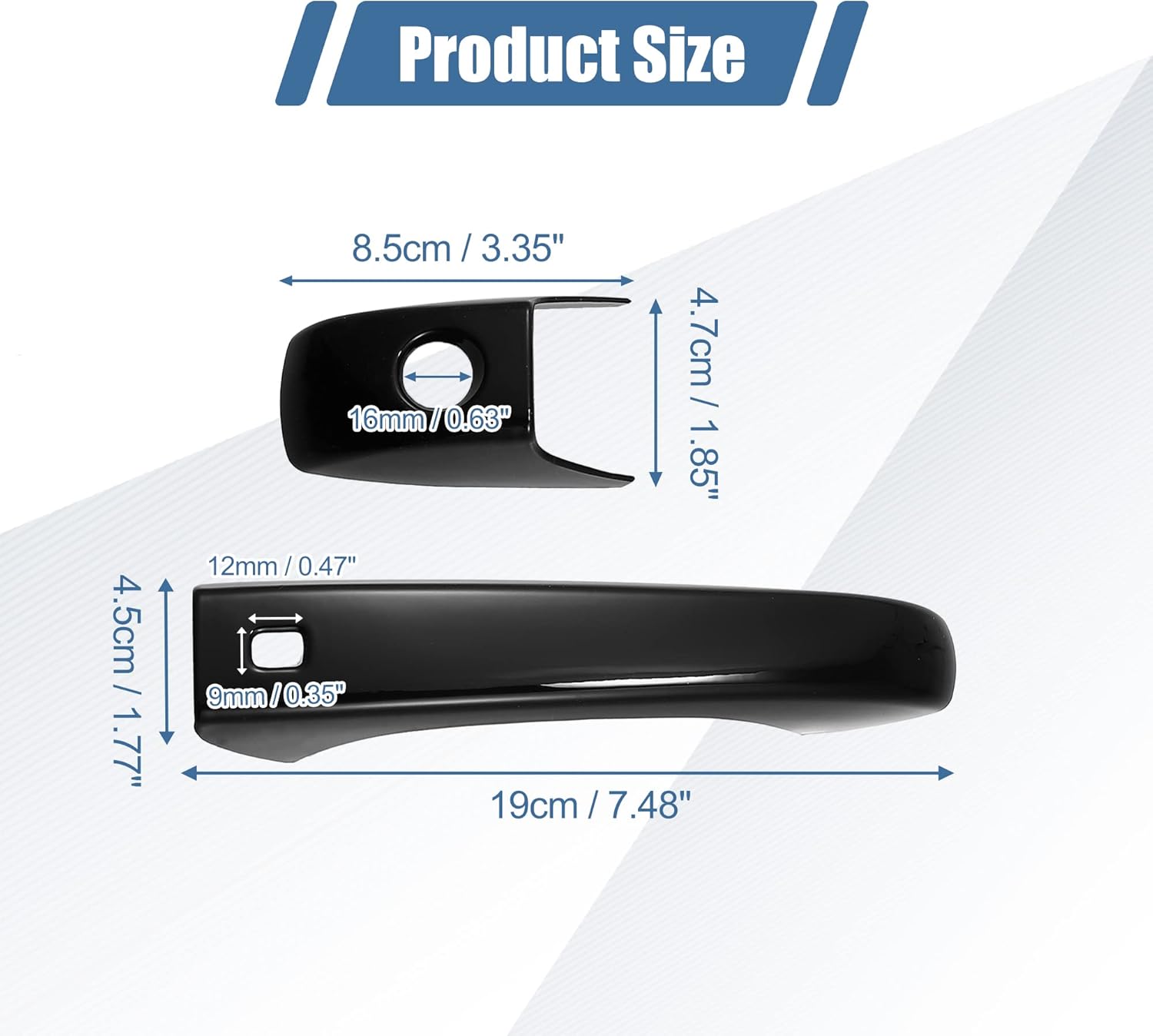 X AUTOHAUX 8pcs ABS Exterior Side Door Handle Cover Trim for Dodge Durango 2011-2021 for Jeep Grand Cherokee 2014-2021 for Chrysler 200 2011-2014 Black with Smart Key Hole
