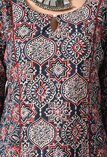 Image of Meesan Women's Cotton 3 /4 Slevee Solid Kurta
