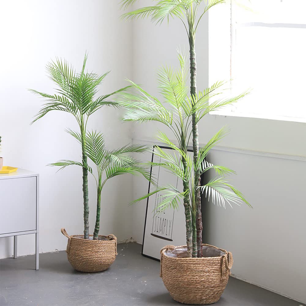 COSTWAY Palma Tropicale Artificiale in Vaso, Tronco Resistente Foglie Realistiche, da Interno ed Esterno, Pianta Artificiale 160cm