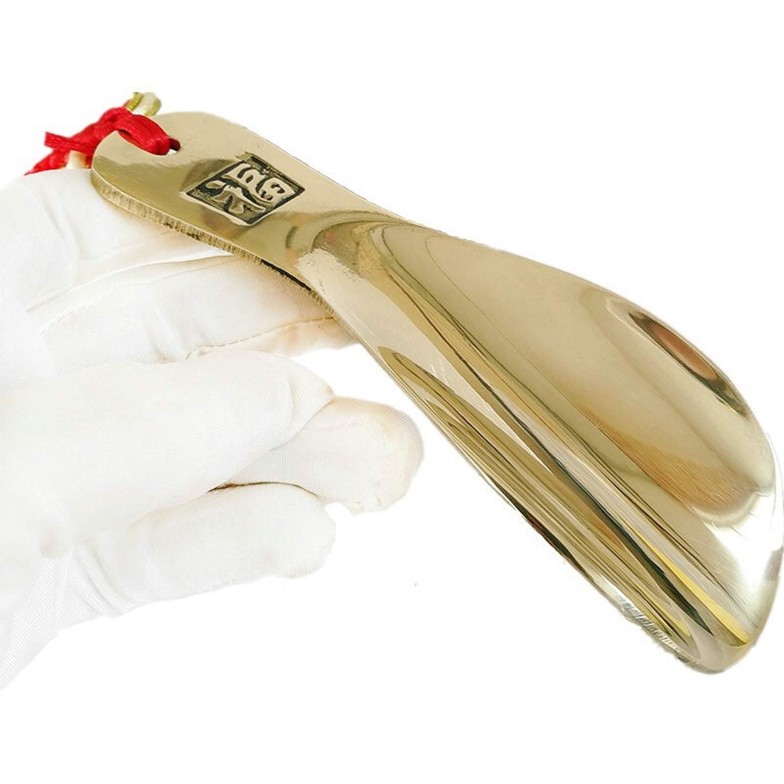 Handgefertigter Schuhlöffel aus Metall, 14 cm, Schuhlöffel aus massivem Messing, Schuhlöffel aus Metall, geeignet für schwangere ältere Frauen (Farbe: Messing, Größe: 14 cm x 5 cm) (Messing 14 cm x 5