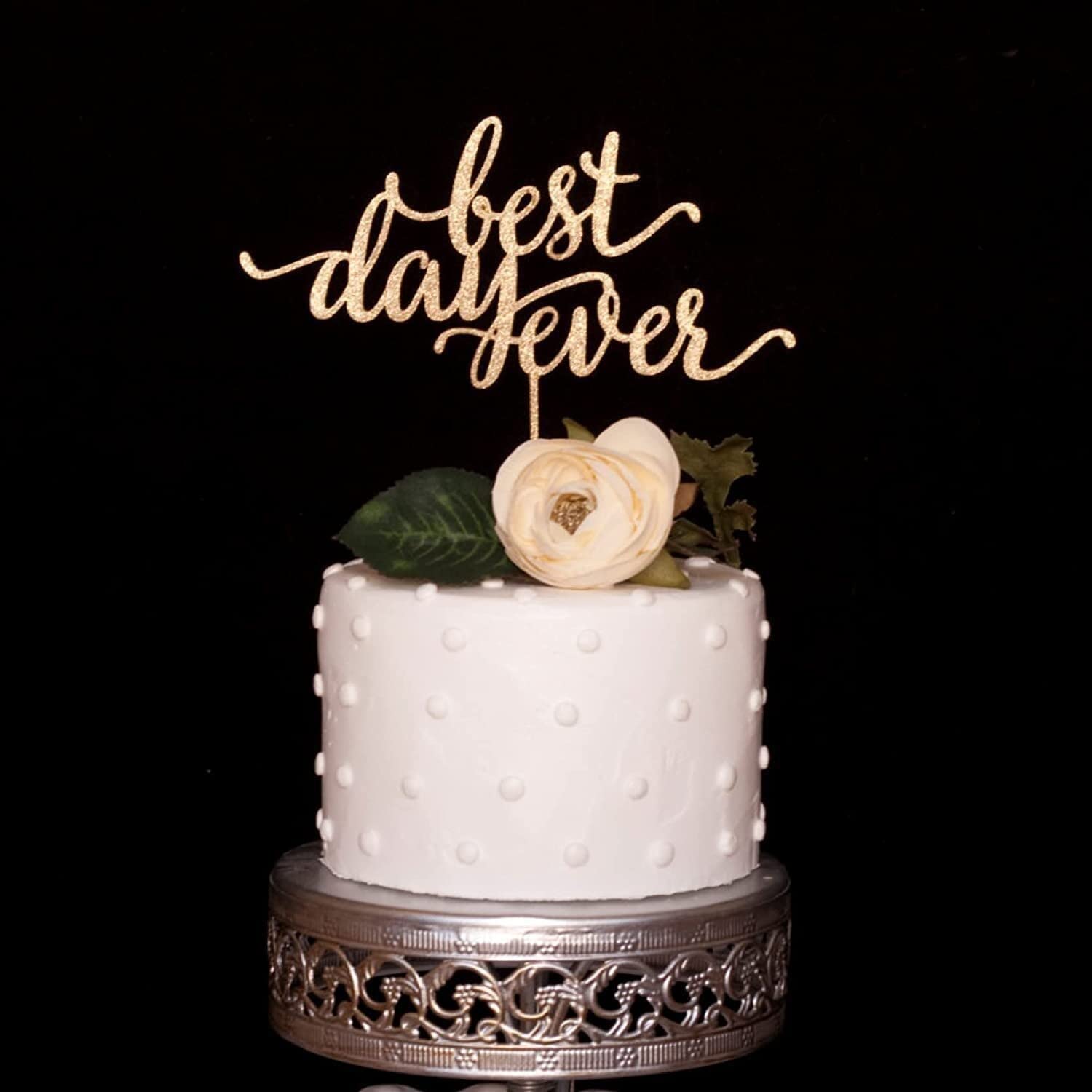 Decoración for tartas, decoración for tartas, decoración for tartas, 1 pieza de 17,5 cm, el mejor día de la historia, decoración for tartas con purpurina romántica, decoración for tartas de boda, sumi