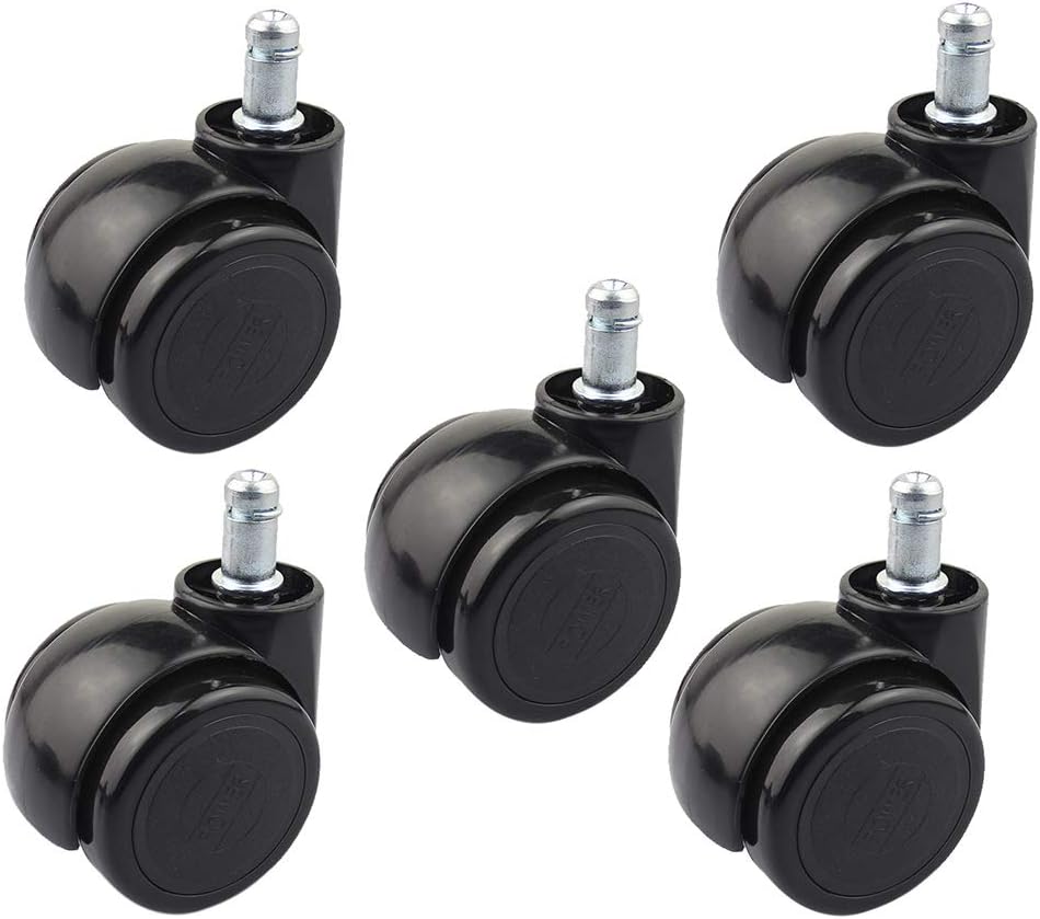 WJMT 2 Inch,office Chair Caster Wheels,polyurethane Wheels, 360 Degree Swivel Castors, No Noise/wear Resistant,(5 Packs),easy to Install