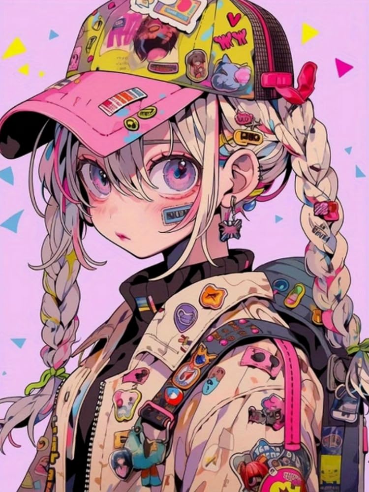 GLTEYACO Embroidery Cross Stitch Kit Cartoon Girl 11CT Stamped Cross Stitch Kits DIY Adult Beginners for Pre-Printed Needlepoint Crafts 40x50 cm