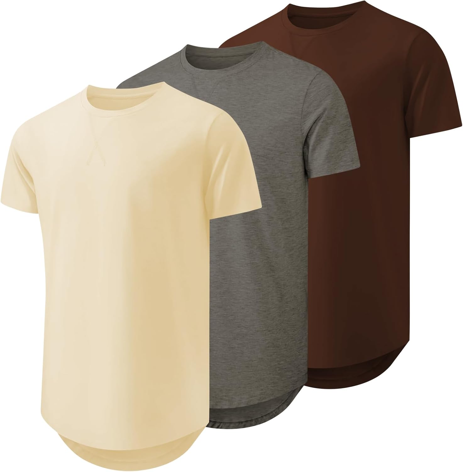 Mens T Shirts Casual Hipster Hip Hop Longline Crewneck Tee Shirts - Image 2