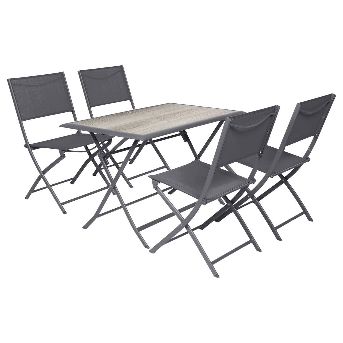 Hespéride Mesa de jardín Plegable Azua, 4 plazas, Gris Humo, Aluminio.