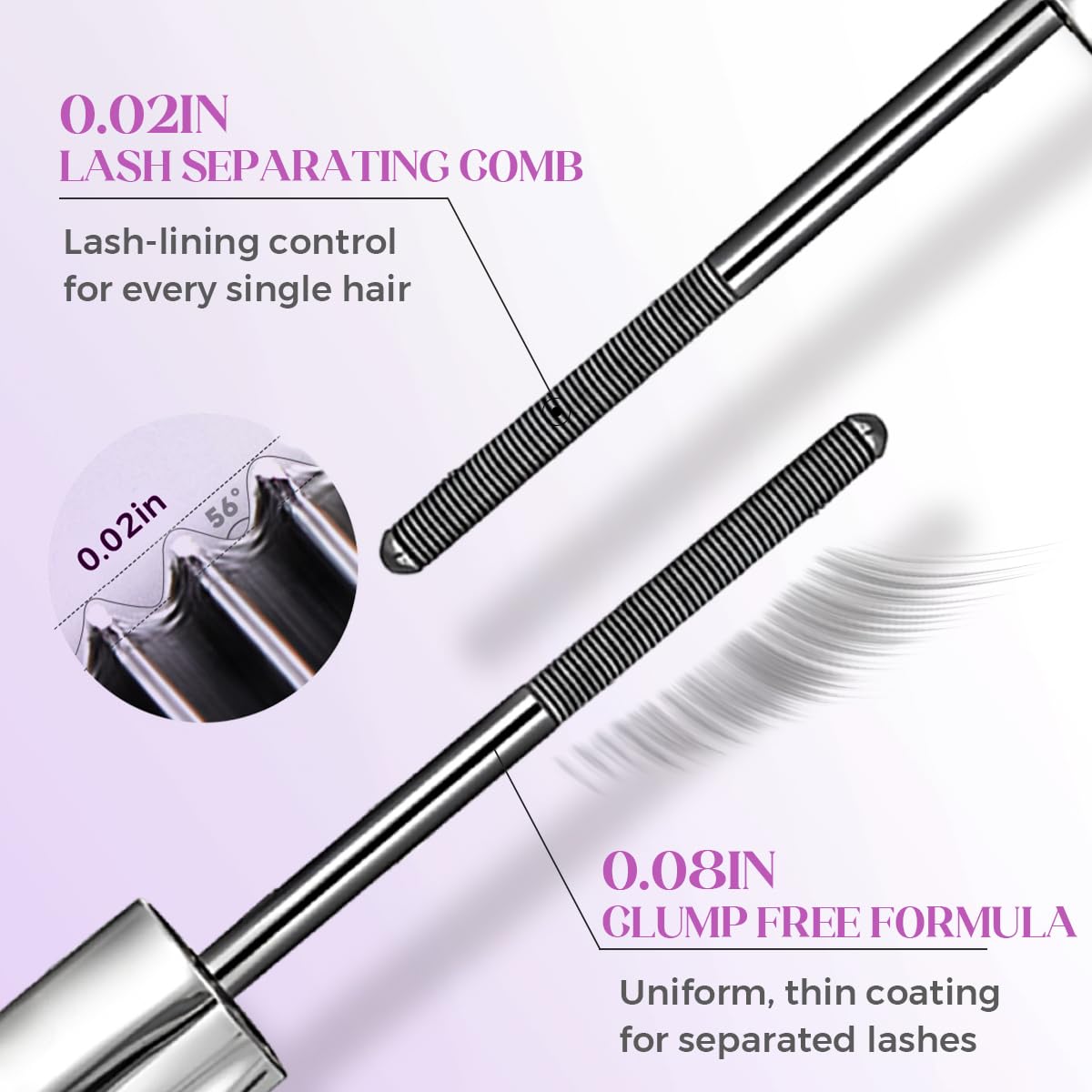 2026 New Metal Wand Mascara, Tubular Eyelash Primer Waterproof Long Curling Iron Wand Mascara, Brushless Mascaras for Natural and Non-smudged Eyelash (Black) - Image 3