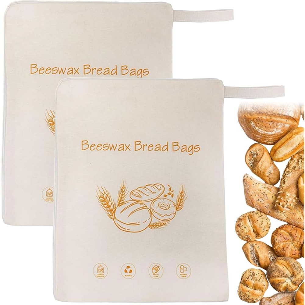 Hndhbfgrt Beeswax Lined Reusable Bread Storage Bag Bread Freshness for Homemade & Sourdough Bread,