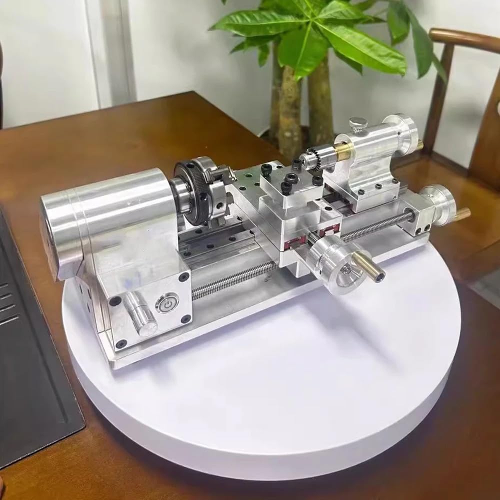 Household Woodworking Homemade Small Lathe Multifunctional DIY Mini Lathe Portable Desktop Micro Lathe AC 110V-220V 100-2500RPM