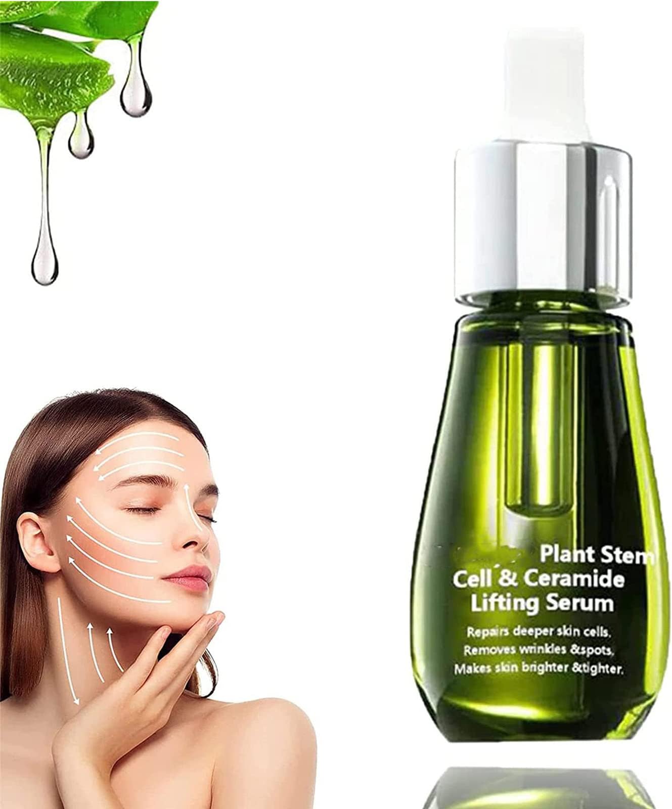 Skinreju Plant Stem Cell & Ceramide Lifting Serum,Youth Renew Ceramide Collagen,Collagen Boost Anti-Aging Anti Wrinkle Serum for Woman (1pcs)