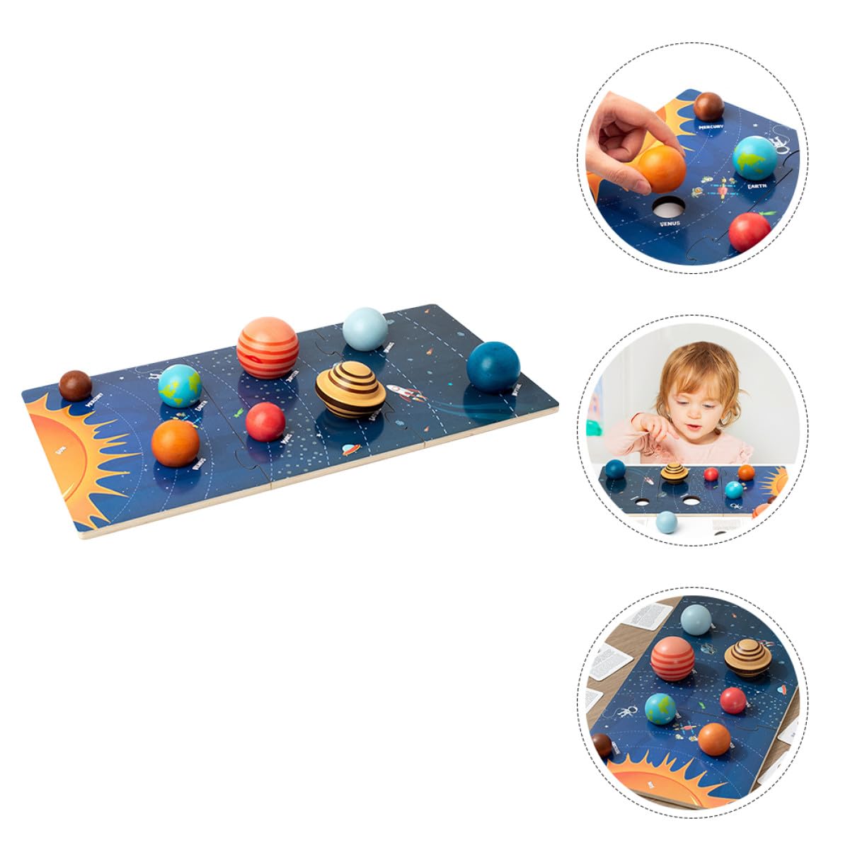 SOIMISS Rompecabezas Planeta Sistema Solar Madera para Niños Educativos Montessori Tamaño Único Cognición Espacial Aprendizaje Juego de 1 Set para Desarrollo Infantil