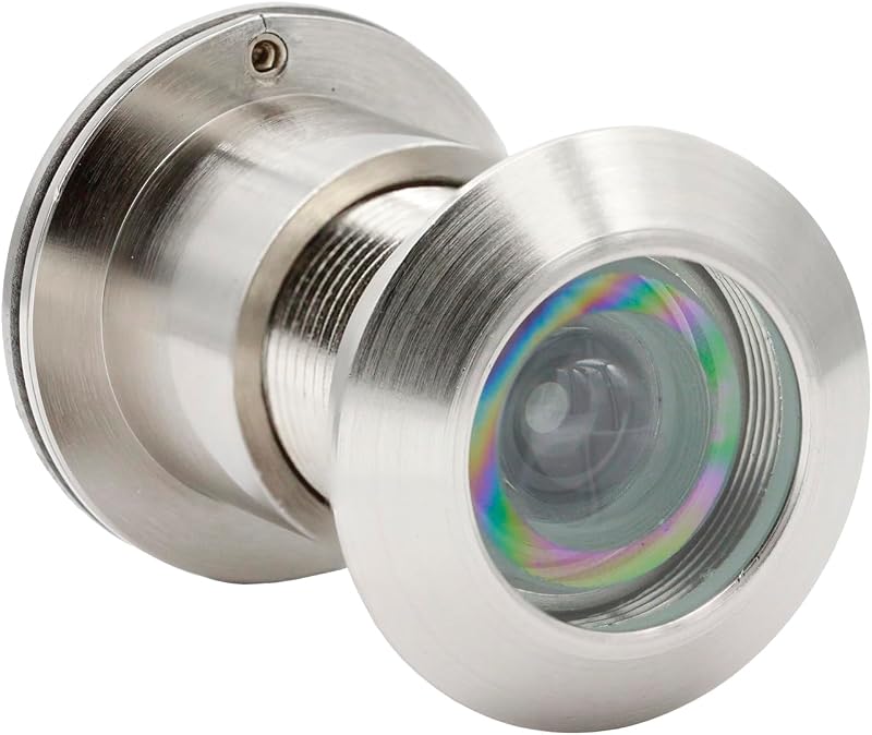 Safety Security One Way Front Door Viewer with 220 Degree Angle, Heavy Duty Peephole Made by Brass with Privacy Cover, Satin Nickel, Pack of 1