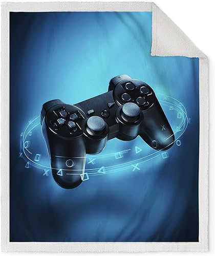 Miniatura 2 de Jekeno Manta de videojuegos para niños, adolescentes, niñas, hombres y mujeres, Navidad, cumpleaños, color azul, decoración de videojuegos, hogar,